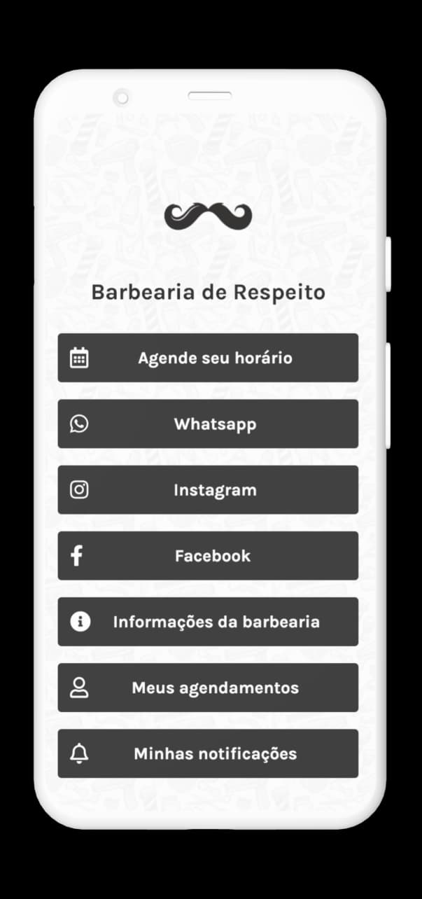 Imagem da tela de filtros para o agendamento no app Barbearia de respeito